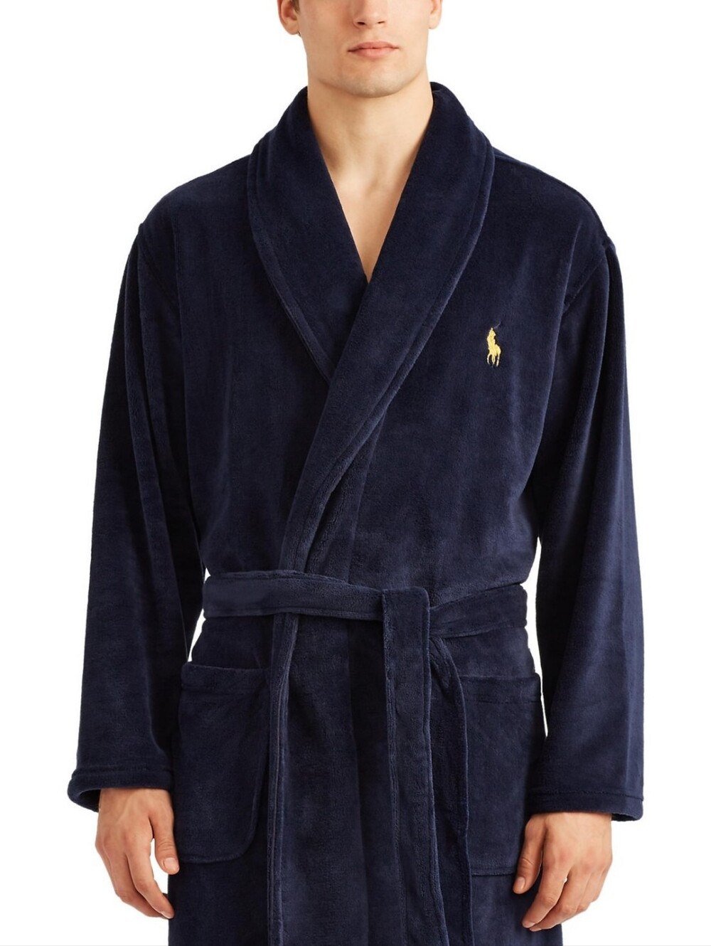 Polo Ralph Lauren Men's Plush Robe - Cruise Navy - Picture 4 of 9